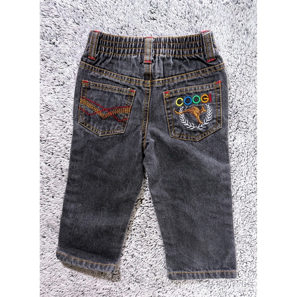 Coogi Boys 18M Dark Wash Embroidered Kangaroo Denim Jeans Streetwear Black Gray